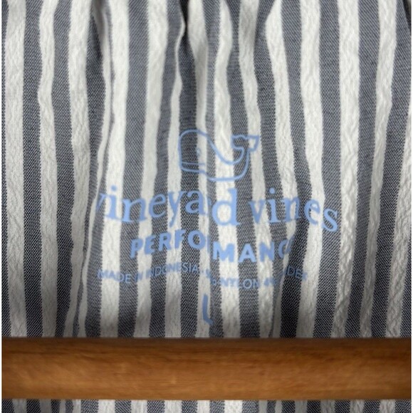 Vineyard Vines Women L Harbor Flutter Seersucker Tunic Dress Gray Striped Cinch - Picture 4 of 10
